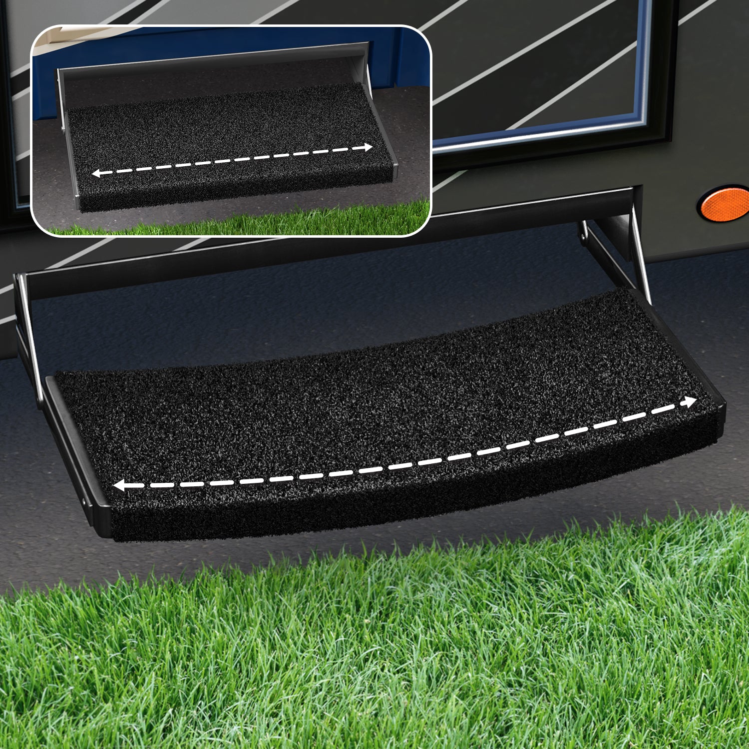 Rv Steps 3-Pack 2-4122 Ruggids RV Step Rug Black Granite 23 In. Wide Rv ...